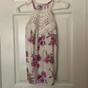 Sleeveless lace crochet purple floral top small